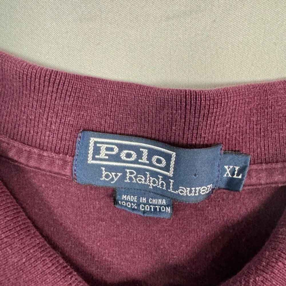 Polo Ralph Lauren Mens XL Long Sleeve Polo Shirt Burgundy Cotton Preppy Academia